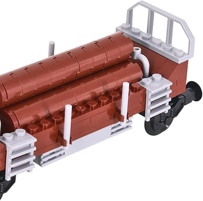 6IN1 City Freight Train Car Building Set DIY Toys for Teens and Adults Compatible with Lego 630 Building Accessory (Timber Cart)