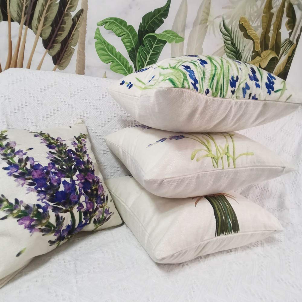 Songtec Decorative Throw Pillow Cover 18x18, Lavender Flower Garden Outdoor Patio Pillow Cushion Cases for Couch, Porch, Sofa, Bed (Insert Not Included) – Lavender