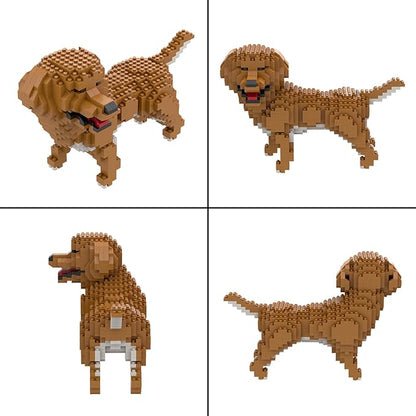 Larcele Micro Building Blocks Animal Set DIY Mini 3D Building Toy Bricks824 Pieces KLJM-05(Golden Retriever)