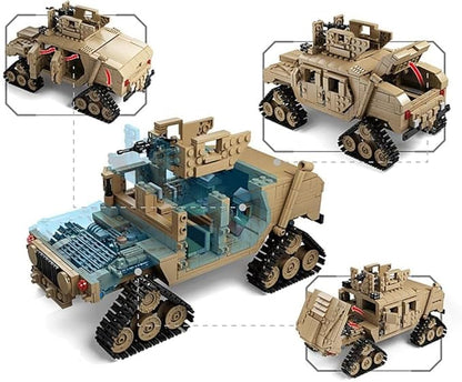 Feleph M1A2 Tank Set Military Model Kit 1:28 Scale WW2 Army Custom Vehicles Set 2-in-1 Tank Hummer Building Bricks Toys for Model Lovers (1463 Pieces)
