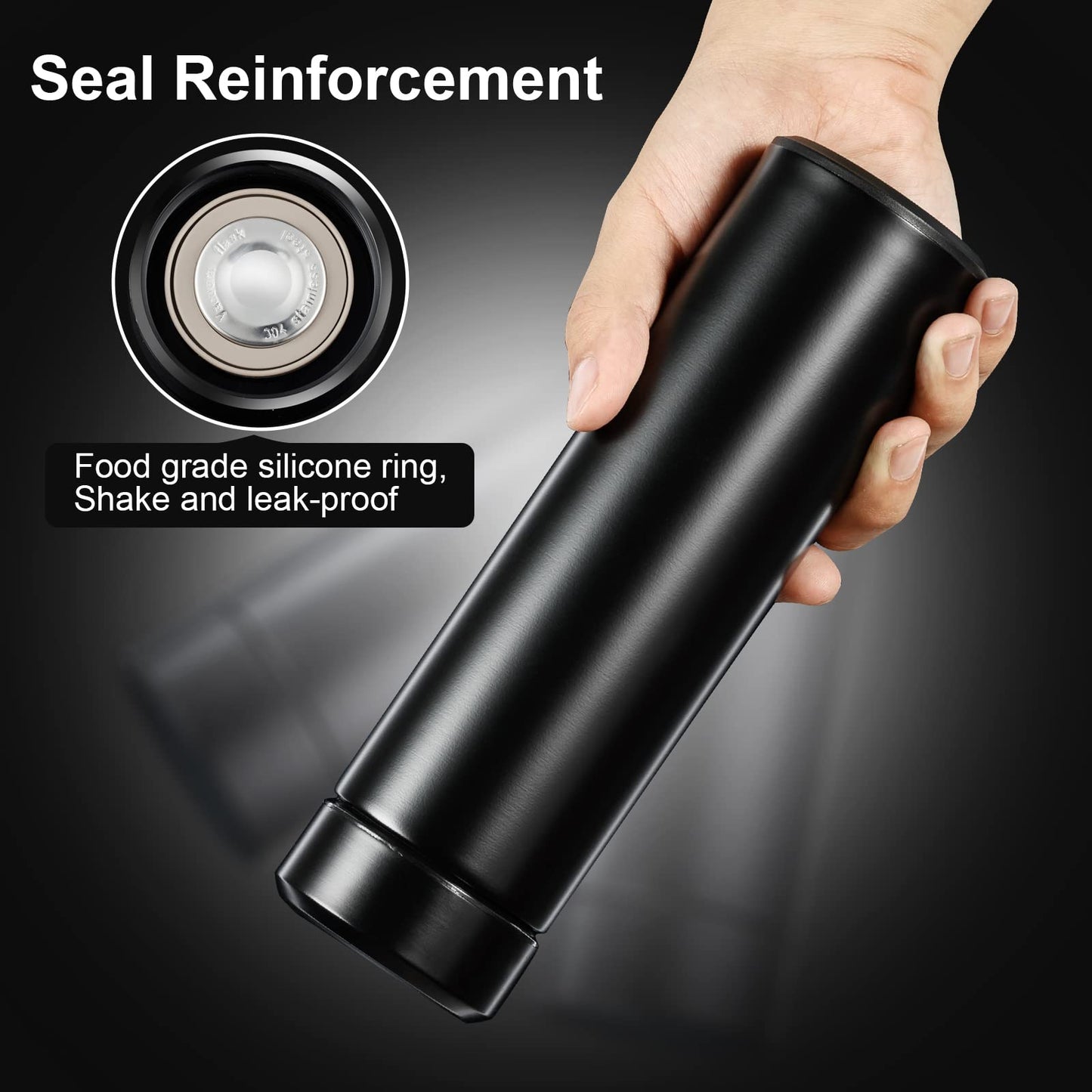 PARACITY Insulated Water Bottle, 17 oz Stainless Steel Water Bottles, Double Wall Vacuum Hot Drinks Thermo, Metal Water Bottle Keeps Hot for 12 Hrs, Cold for 24 Hrs, for Coffee, Tea