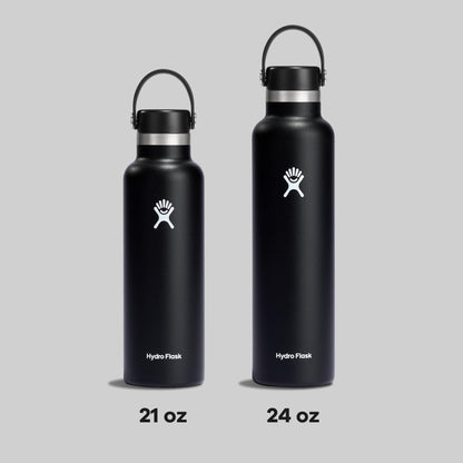 Hydro Flask Water Bottle - Insulated Stainless Steel - Non Spill, Leakproof in 21 Oz Black