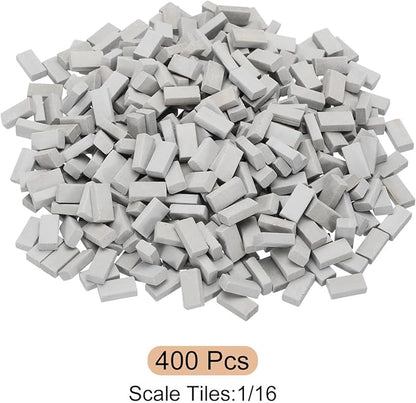 MECCANIXITY Miniature Bricks Clay Mini Wall Brick Model Brick Building Set for Model Building Dolls Pet Houses Garden Grey Pack of 400 Scale 1/16 16x9x5mm/0.63x0.35x0.2