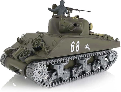 Heng Long US in Stock 1/16 Customized Pro Version 7.0 M4A3 Sherman RC Tank 3898 Barrel Retractable Idle Smoking 360° Rotating Turret Infrared Combat Lifting Barrel Light Sound BB Shooting