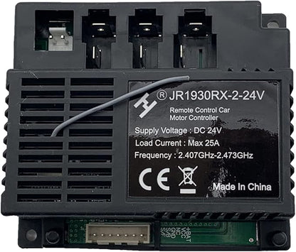 JR1930RX-2-24V 2.4G Black Remote Control and Receiver for Kids Ride On Toys 24V Control Box Motherboard Accessories Ride On Car Replacement Parts