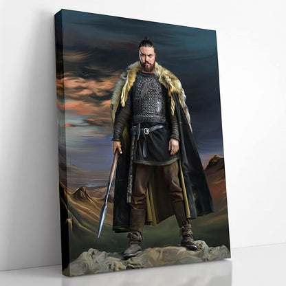 Turn Me Royal Custom Portrait from Photos Personalized Norse Portrait Canvas Wall Art as Unique Birthday Viking Gift for Men Turn Him into Superhero (The King of Vikings 12 x 16)