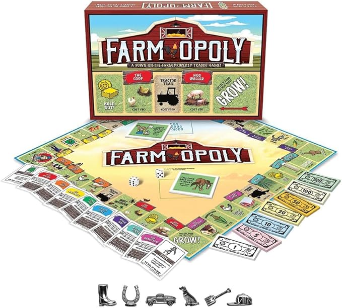 Farm-Opoly Board Game – A Down-on-The-Farm Property Trading Game! – for 2 to 6 Players Ages 8 and up