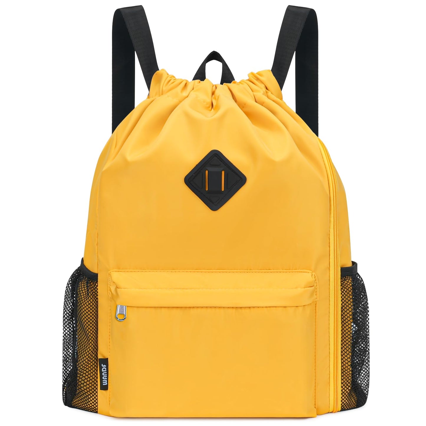 WANDF Drawstring Backpack Sports Gym Bag with Shoes Compartment, Water-Resistant String Backpack Cinch for Women Men (Large,Orange)