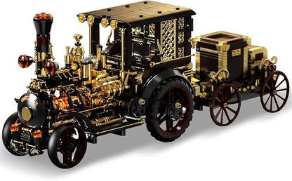 Retro Mechanical Steam Car Building Block Set MOC Classic Car Kit Supercar Toy Model Adult Building Block Car Collector Set (1-1)
