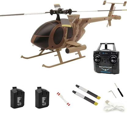 RC-ERA C184 MD500 RC Helicopter 4CH Single-Propeller Flybarless Optical Flow Gyro Stabilized Remote Control Helicopter RC Aircraft Model Toys for Adult
