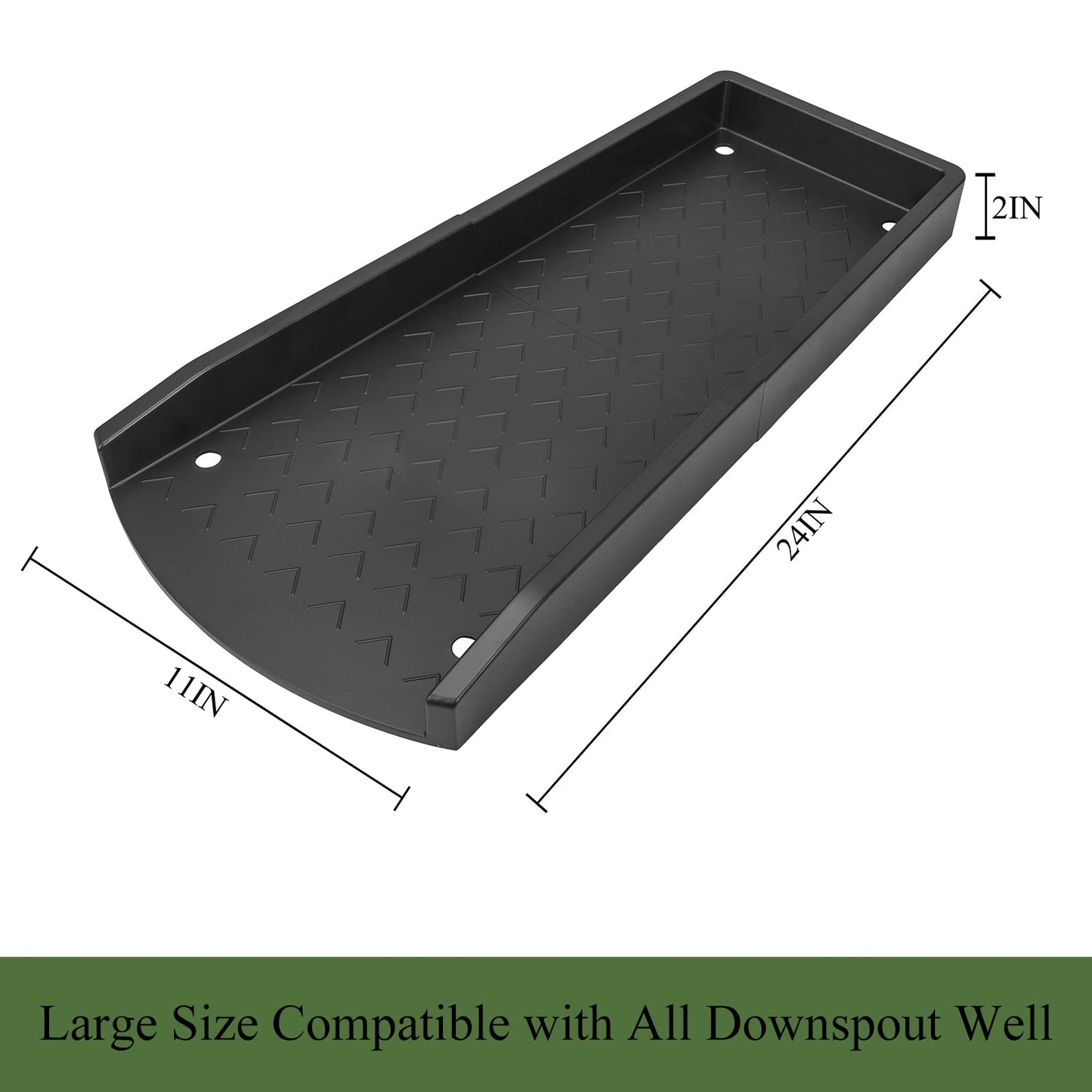 Jamphaza 2 Pack Gutter Downspout Extensions, Rain Gutter Downspout Splash Block, Down Spout Extender, Drain Gutter Guard Diverter, Splash Guards Rainwater Drainage 24" (Black 2Pack)