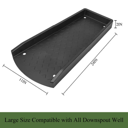 Jamphaza 2 Pack Gutter Downspout Extensions, Rain Gutter Downspout Splash Block, Down Spout Extender, Drain Gutter Guard Diverter, Splash Guards Rainwater Drainage 24" (Black 2Pack)
