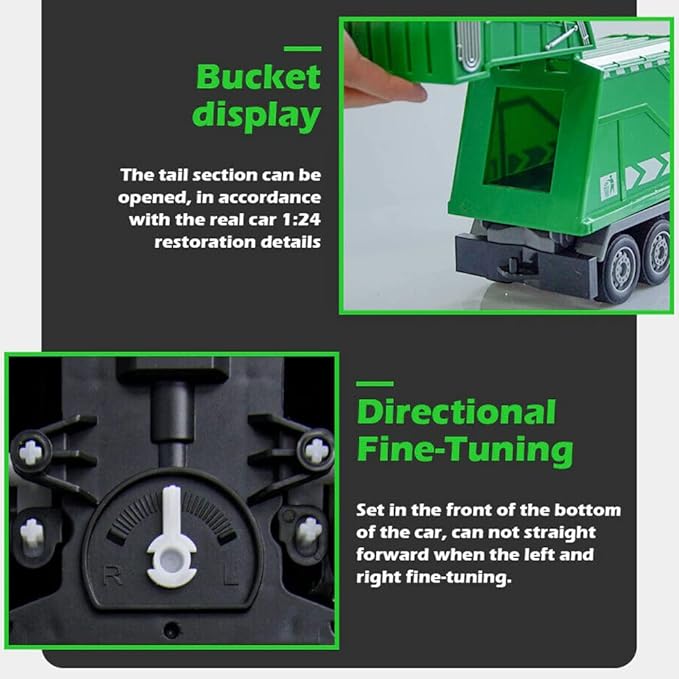 2.4G RC Garbage Truck Toy with Lights - 6 Channel Remote Control Waste Management Garbage Truck with 2 Rechargeable Batteries Kids Recycling Trash Toys Excellent Xmas Gifts for Boys Girls 3-8