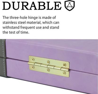 Backgammon Sets for Adults 15 inch Backgammon Purple Sets Classic Board Game with Premium Leather Case Portable Travels Strategy Backgammon Game Set for Adults Kids (Purple)