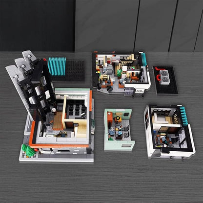 City Office Building Block Kit with Light-Up Kit Modern Office Tower Construction Set Modular Buildings Sets for Adult Toy for Adults and Teens 3828pcs