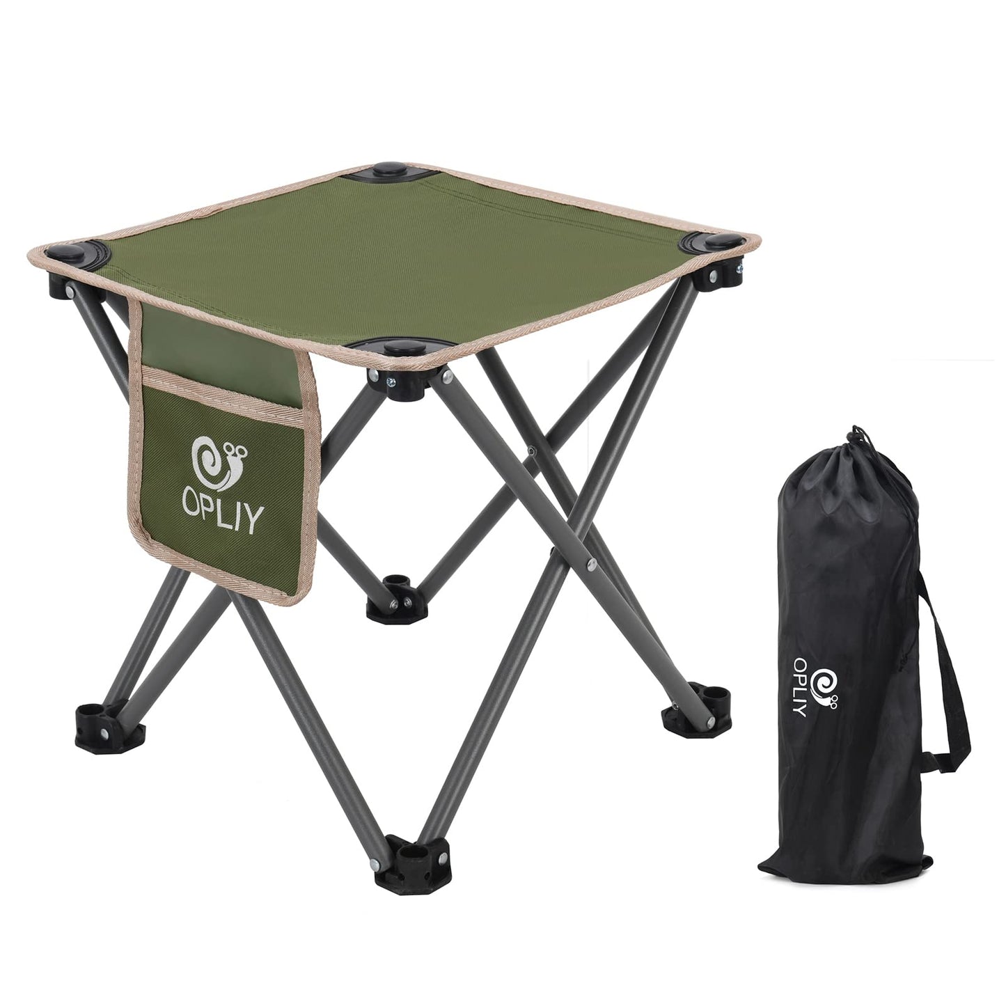 Opliy Camping Stool, Folding Samll Chair Portable Camp Stool for Camping Fishing Hiking Gardening and Beach, Camping Seat with Carry Bag (Green, L 13.5")