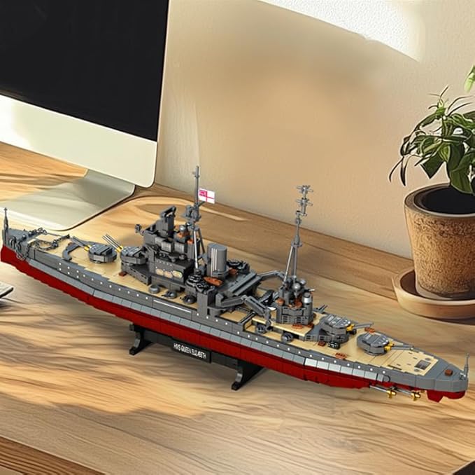 Queen Elizabeth Class Battleship Building Blocks Set MOC Military Warship Model Bricks Building Kit Compatible with Major Brands - 2277 Pieces