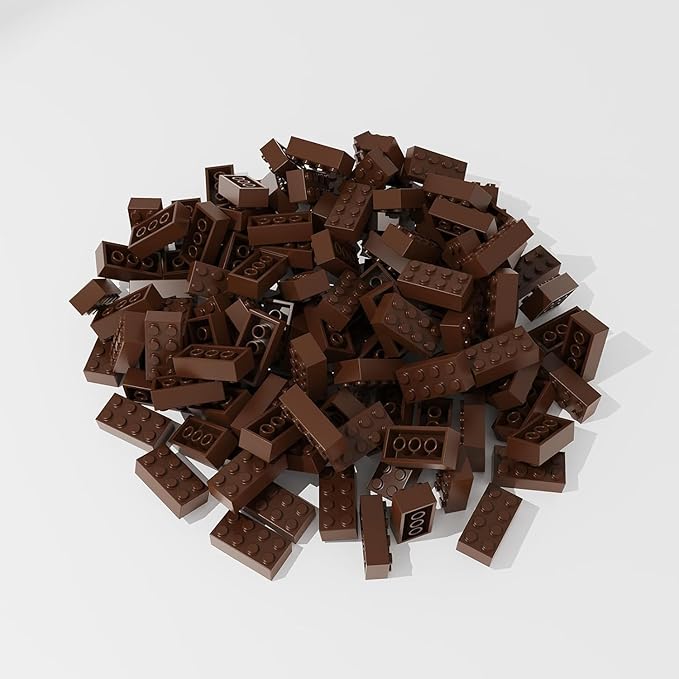 500 Piece Brown Bricks Bulk Brown 2x4 Building Bricks Flat Compatible with Lego Parts and Pieces: 2x4 Brown Bricks(Color: Brown)
