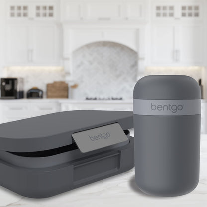 Bentgo Snack Cup - Reusable Snack Container with Leak-Proof Design, Toppings Compartment, and Dual-Sealing Lid, Portable & Lightweight for Work, Travel, Gym - Dishwasher Safe (Dark Gray)