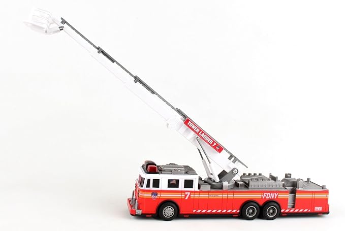 Daron FDNY Radio Control Ladder Truck – Officially Licensed Fire Department of New York RC Fire Truck Toy with Lights &amp Sounds – Extendable Swivel Ladder – Kids Ages 3+