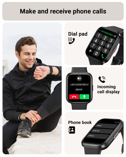 Smart Watch for Men Android & iPhone, Alexa Built-in, 1.8" Touch Screen Fitness Tracker with Answer/Make Calls, IP68 Waterproof Heart Rate/Sleep/SpO2 Monitor, Pedometer, 100+ Sport Modes