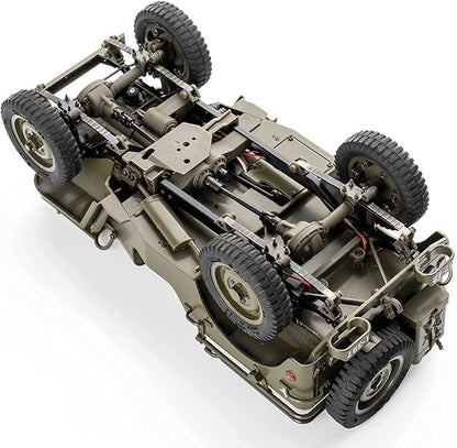 FMS Rochobby RC Car 112 1941 MB Scaler Willys Jeep Remote Control Crawler Military Truck 4x4 Offroad Vehicle with Transmitter Battery and Charger Small RC12001RTR Hunter Green