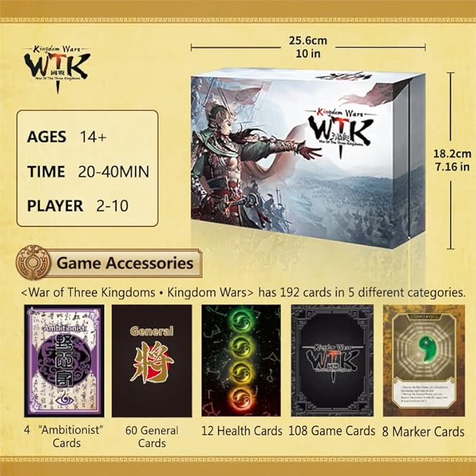WTK: Kingdoms Wars - Historical Strategy War Card Board Game Sanguosha Guozhan Expansion for 2-10 Players Age for 14+ time with 20-40min