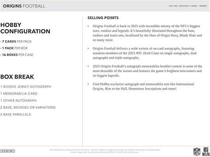 2025 Panini Origins Football Hobby Box