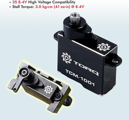 Helidirect TORQ Servo Coreless Micro Servo for Losi Micro B Upgrades Mini Z 1/27 1/28 RC Cars Brushed Mini RC Buggy 1/24 Scale Accessories High Torque Precision Scale (TCM-1001 with Car Horn &amp Mou