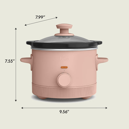 bella 1.5 Qt Slow Cooker with 3 Heat Manual Control, Ceramic Nonstick Coating, Dishwasher Safe Stoneware Pot and Tempered Glass Lid, Tangle Free Cord Wrap & Cool Touch Handles, Blossom