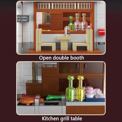 CaDA Master C66019W Japanese Style Yakitori Izakaya House Building SetCity Street Brick Kit with Lights 1195PCS Modular House Idea Collect Gift for Adults