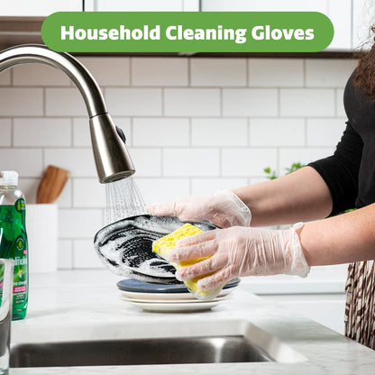 Comfy Package Disposable Vinyl Gloves [100 Count] – Clear, Latex-Free, Powder-Free – Food Safe for Cooking, Cleaning, Food Handling – BPA-Free - X-large