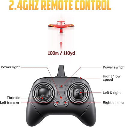 HAWK'S WORK 2 Channel RC Airplane Ready to Fly 2.4GHz Remote Control Plane Easy to Fly Glider for Kids &amp Beginners (Blue)