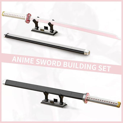 39inch Demon Sword Building Sets Tsuyuri Kanao Swords Set with Scabbard and Stand Demon Katana Building Blocks Anime Sword Sets for Adults and Anime Fans (706PCS)