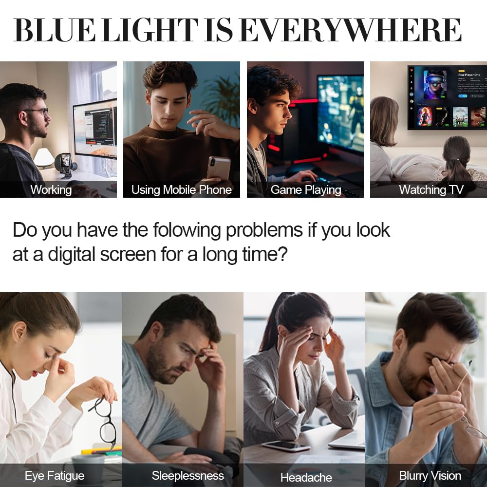 Blue Light Blocking Glasses for Women & Men - Clear Gaming Eye Glasses