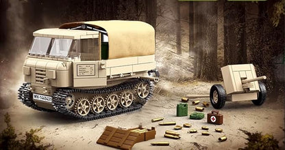 General Jim's WW2 Armored Vehicle Building Block Set - RSO/01 Track Tracker &amp 37mm Anti-Tank Set - 606 Pieces