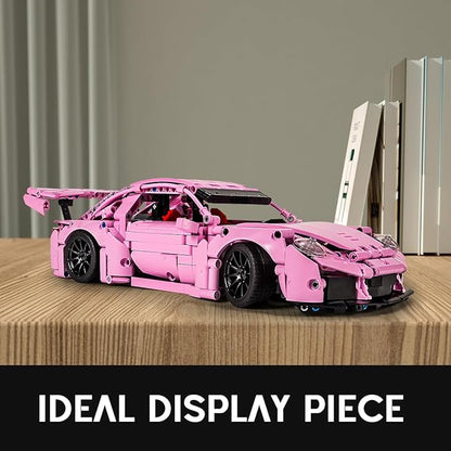 Pink Sports Car Building Blocks Set Toy Collectible MOC Car Model Building Blocks for Adults and Kids (1388 PCS)