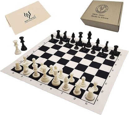 HOLYKING 19 Tournament Cloth Chess Board Set - Portable Travel Pocket Chess Game Set Roll Up Combination- Beginner Chess Set for Kids and Adults