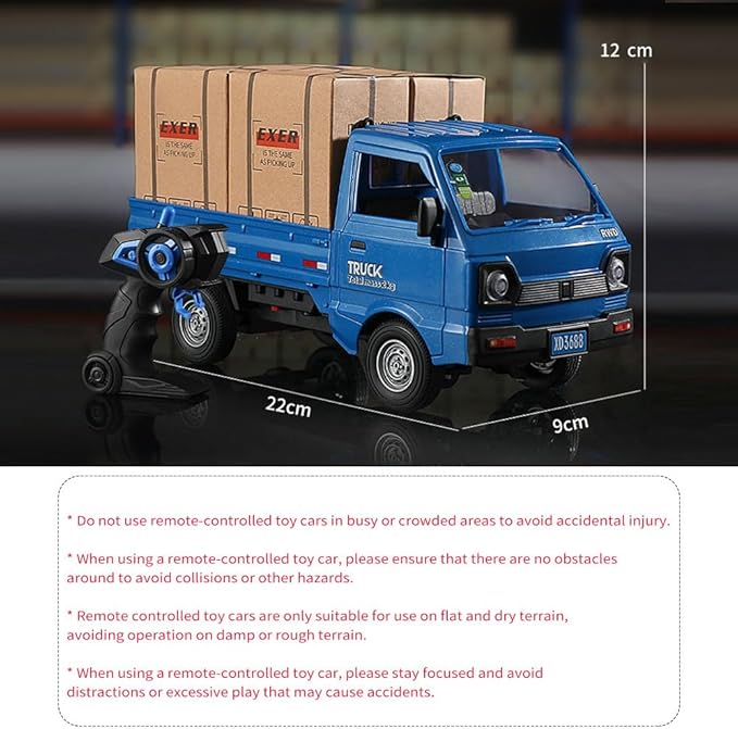 Remote Control Car RC Kei Truck1:16 Scale RC Transporter Pickup Truck 2.4GHz All Terrain RC Transport Cars with Spray &amp Light 2 Batteries (White)