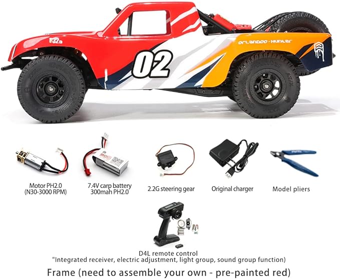 FunXylophy RC Sport Racing Drift Car 1/32 2.4G Mini RWD RC Electric Straight Bridge Off-Road Short Truck Model (KIT Version/Red)