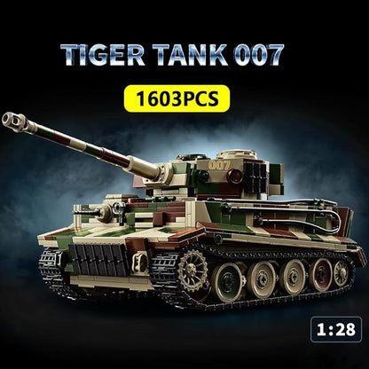 39061 German Tiger Tank No. 7 Building Block Set 1603 Pieces Military 1:28 Scale Tank Model Toys Ideal Gift for Room Decoration or Collection