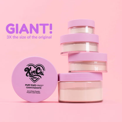 Kimchi Chic Beauty Puff Puff Pass Set and Bake Setting Powder for Makeup, Extra Fluffy Loose Face Powder Poof, Soft Natural Face Makeup for Uneven Skin Tone, 03 Translucent