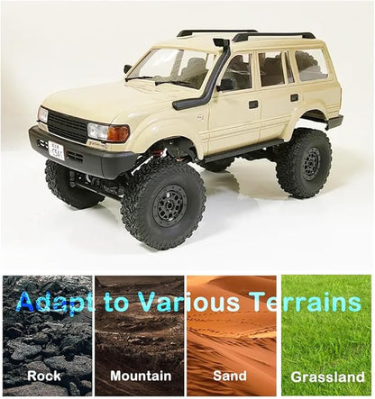 GoolRC RC Truck WPL C54 RC Crawler 1/16 Scale Remote Control Car 4WD All Terrain Off Road RC Rock Crawler 2.4GHz RC Climbing Car with LED Lights for Adults (Yellow)