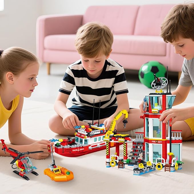 MindBox City Marine Fire Station Building Sets740pcs STEM Toys Building Blocks for Boys 8-12