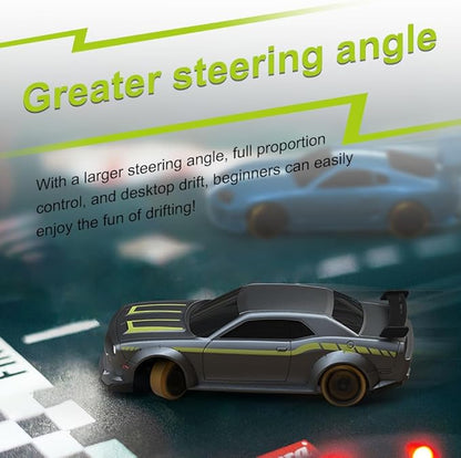 Turbo Racing 1:76 Scale Drift RC Car with Gyro Mini Full Proportional RTR 2.4GHZ Remote Control with 2 Replaceable Body Shell (C65-GREY)