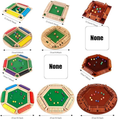 Shut The Box Game: 2-6 Player Wooden Board Math Game with 2-12 Dice | Educational Family Night Entertainment | Classic Pub Style | Funny Family Board Games (Walnut-Square 4 Players)