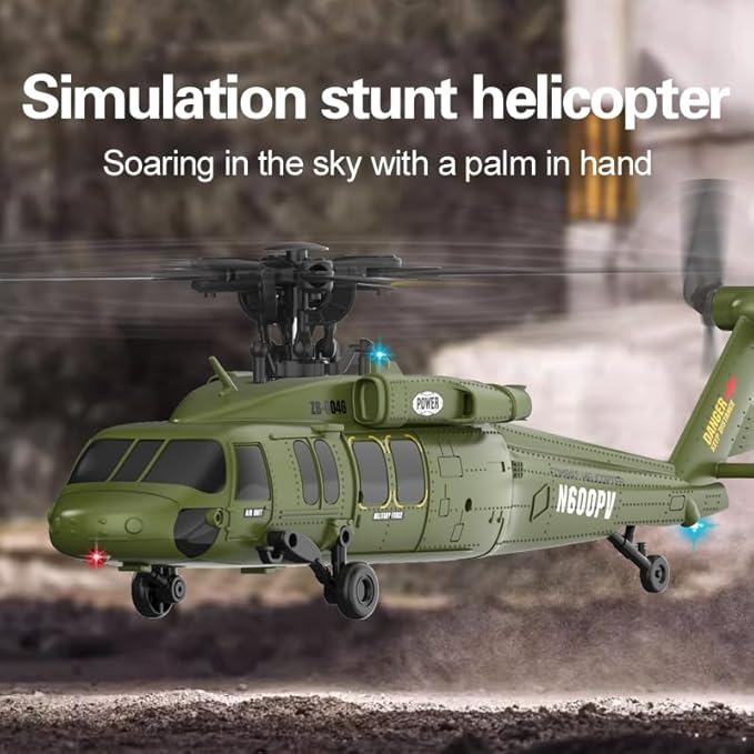 Black-Hawk K200 Brushless RC Helicopter 2.4G 6CH 6-Axis Gyro Military Aircraft with Optical Flow Positioning Altitude Hold &amp Inverted Flight for Adults -2 Battery/RTF