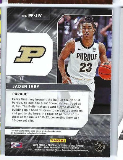 JADEN IVEY 2022-23 Panini Chronicles Draft Picks Donruss Power Formulas #PF-JIV Rookie Card RC Purdue Boilermakers Detroit Pistons Basketball