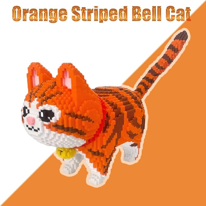 Animal Orange Striped Bell Cat Micro Building Blocks Set（8000PCS） Gift for Adult and Kid