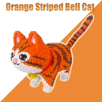 Animal Orange Striped Bell Cat Micro Building Blocks Set（8000PCS） Gift for Adult and Kid